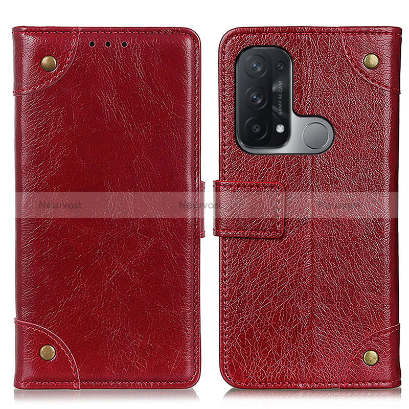 Leather Case Stands Flip Cover Holder K06Z for Oppo Reno5 A Red