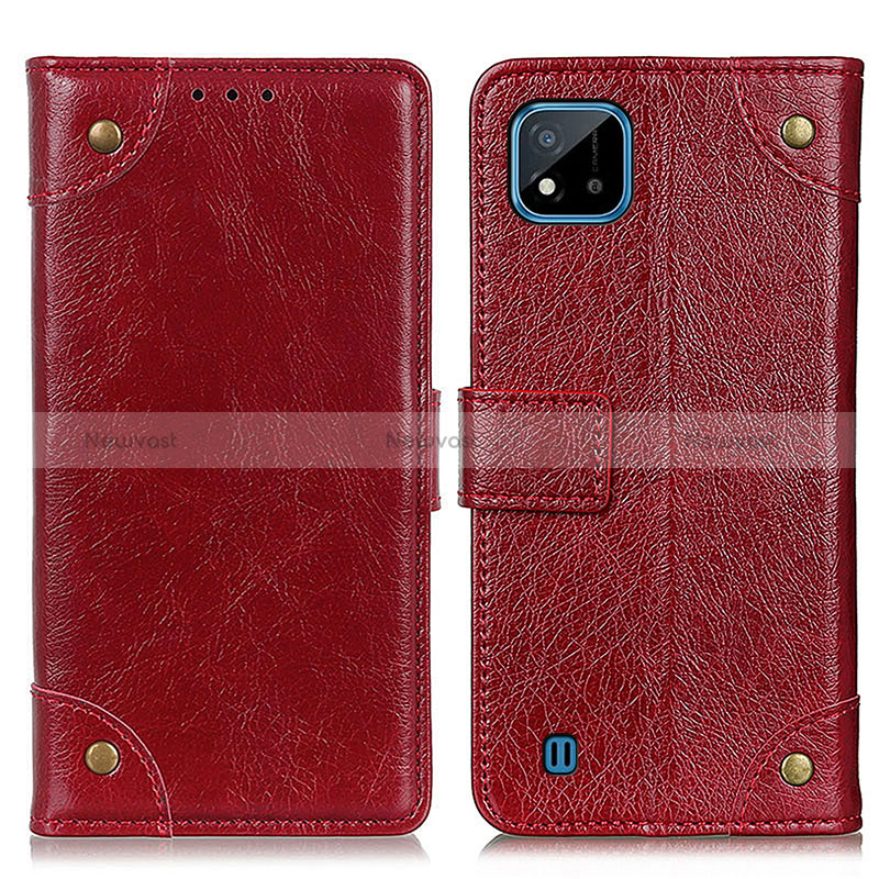 Leather Case Stands Flip Cover Holder K06Z for Realme C11 (2021) Red