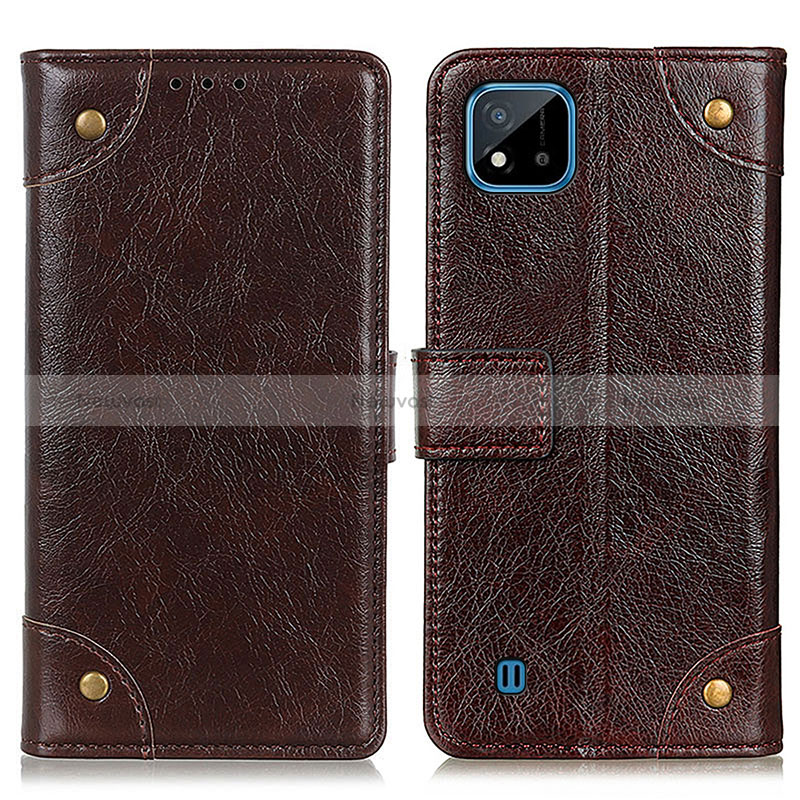 Leather Case Stands Flip Cover Holder K06Z for Realme Narzo 50i Brown