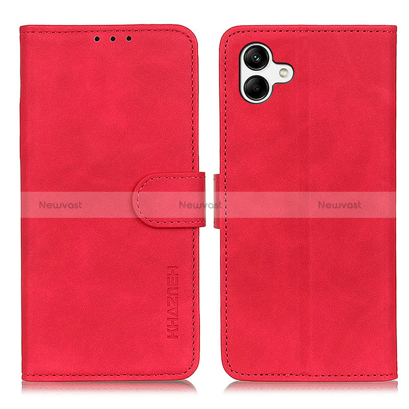 Leather Case Stands Flip Cover Holder K06Z for Samsung Galaxy M04 Red