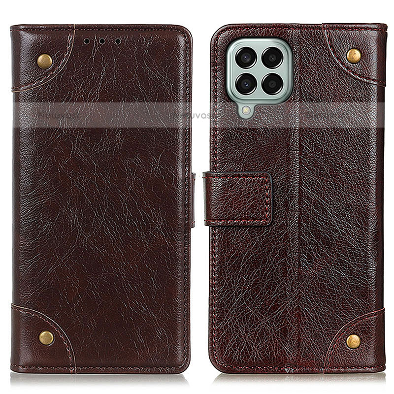 Leather Case Stands Flip Cover Holder K06Z for Samsung Galaxy M33 5G Brown