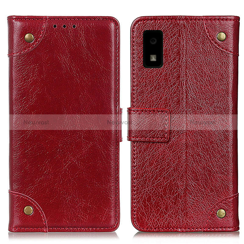 Leather Case Stands Flip Cover Holder K06Z for Sharp Aquos wish Red