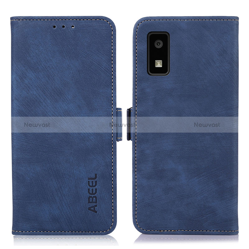 Leather Case Stands Flip Cover Holder K06Z for Sharp Aquos wish3 Blue