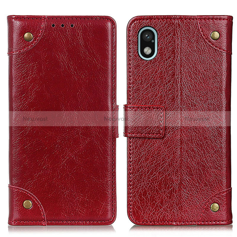 Leather Case Stands Flip Cover Holder K06Z for Sony Xperia Ace III SOG08 Red