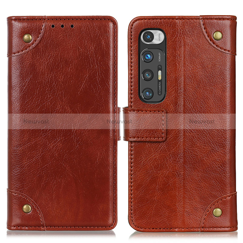 Leather Case Stands Flip Cover Holder K06Z for Xiaomi Mi 10S 5G Light Brown