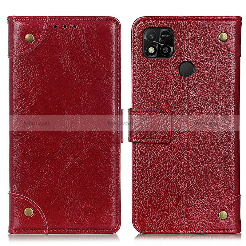 Leather Case Stands Flip Cover Holder K06Z for Xiaomi POCO C3 Red