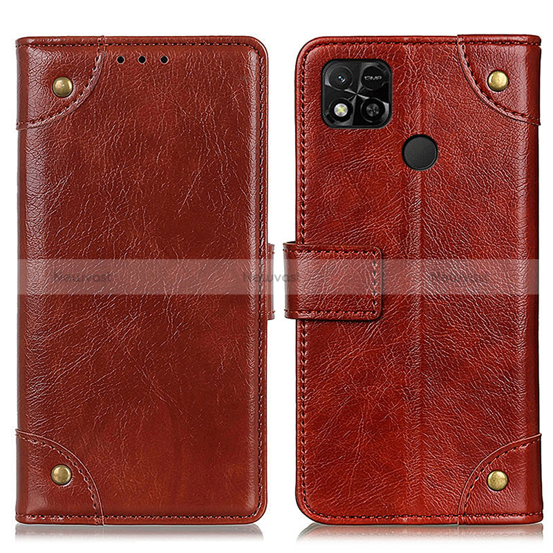 Leather Case Stands Flip Cover Holder K06Z for Xiaomi POCO C31 Brown