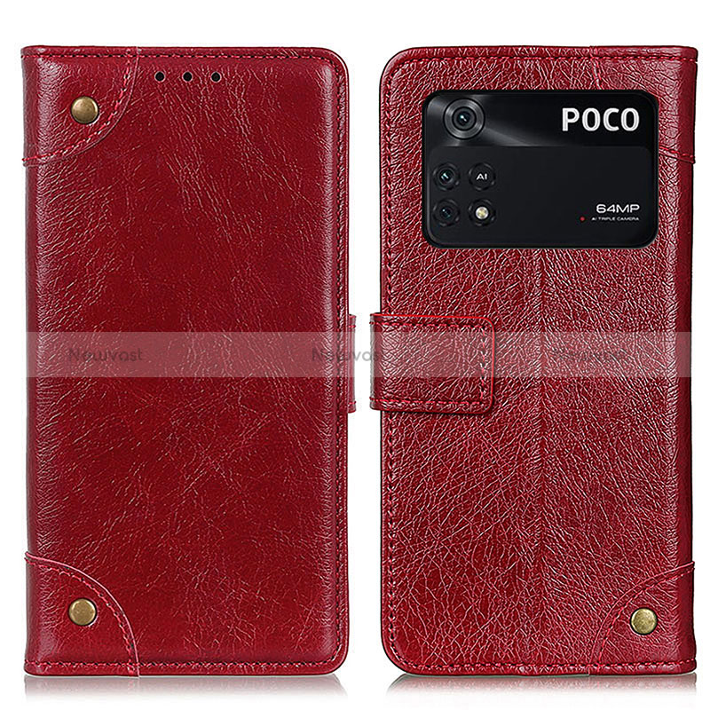 Leather Case Stands Flip Cover Holder K06Z for Xiaomi Poco M4 Pro 4G