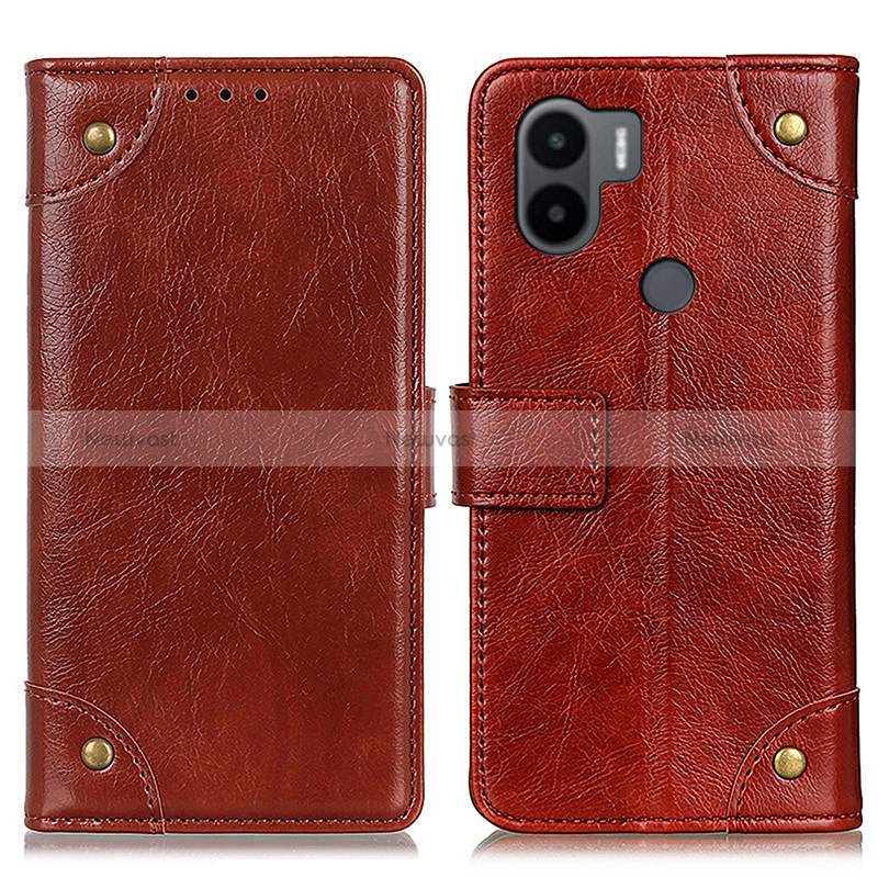 Leather Case Stands Flip Cover Holder K06Z for Xiaomi Redmi A1 Plus Light Brown