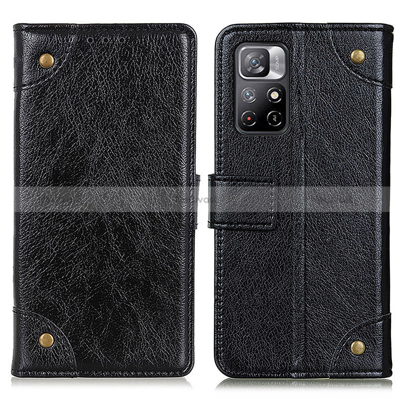 Leather Case Stands Flip Cover Holder K06Z for Xiaomi Redmi Note 11 5G Black