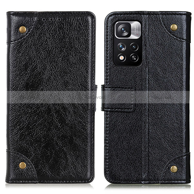 Leather Case Stands Flip Cover Holder K06Z for Xiaomi Redmi Note 11 Pro+ Plus 5G Black