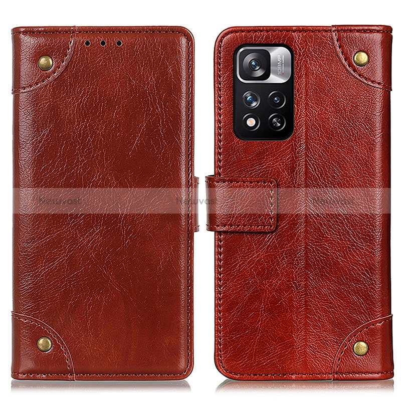 Leather Case Stands Flip Cover Holder K06Z for Xiaomi Redmi Note 11 Pro+ Plus 5G Light Brown