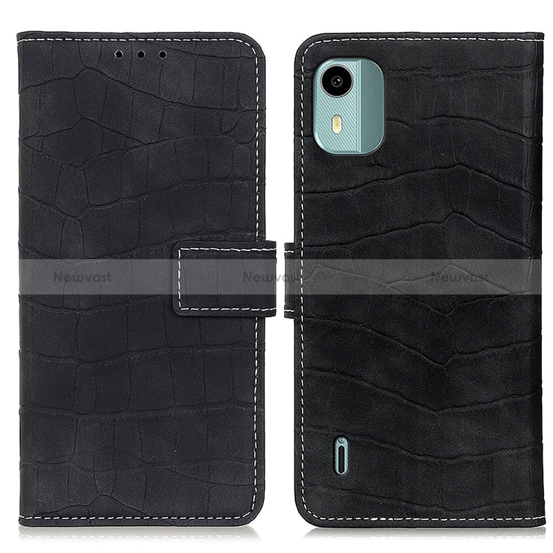 Leather Case Stands Flip Cover Holder K07Z for Nokia C12 Plus Black