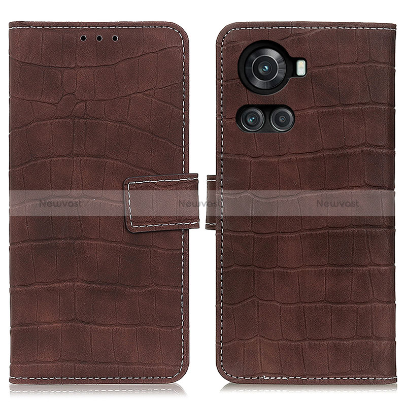 Leather Case Stands Flip Cover Holder K07Z for OnePlus Ace 5G Brown