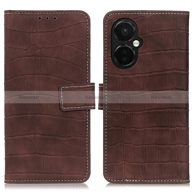 Leather Case Stands Flip Cover Holder K07Z for OnePlus Nord N30 5G Brown