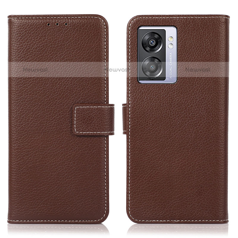 Leather Case Stands Flip Cover Holder K07Z for OnePlus Nord N300 5G Brown