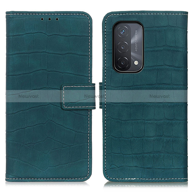Leather Case Stands Flip Cover Holder K07Z for Oppo A54 5G Green