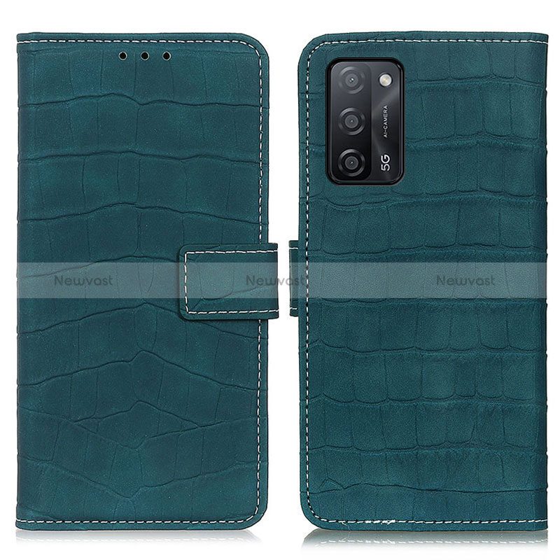 Leather Case Stands Flip Cover Holder K07Z for Oppo A56 5G Green