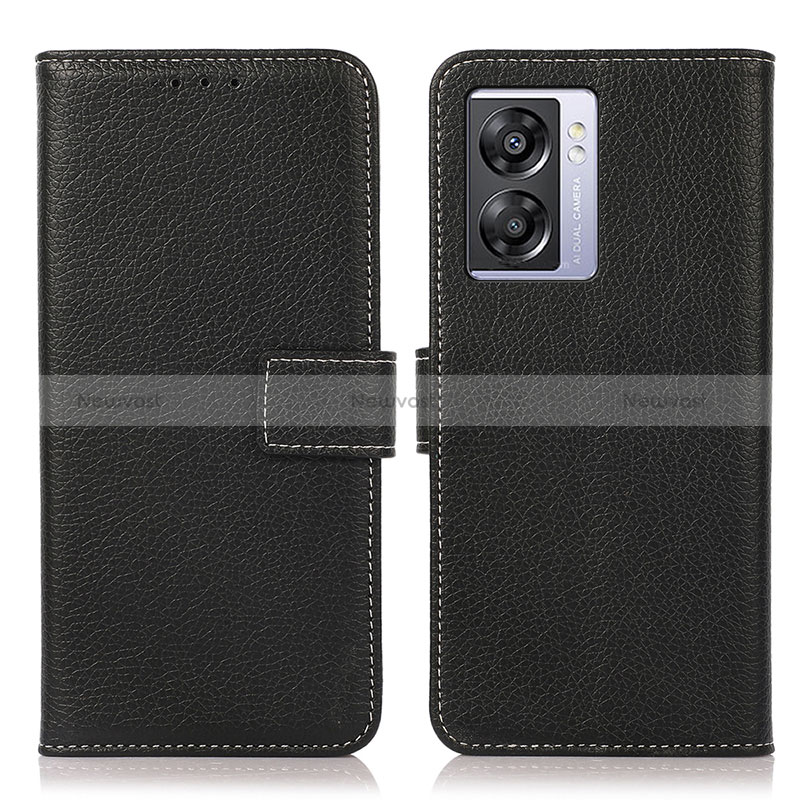 Leather Case Stands Flip Cover Holder K07Z for Oppo A57 5G Black