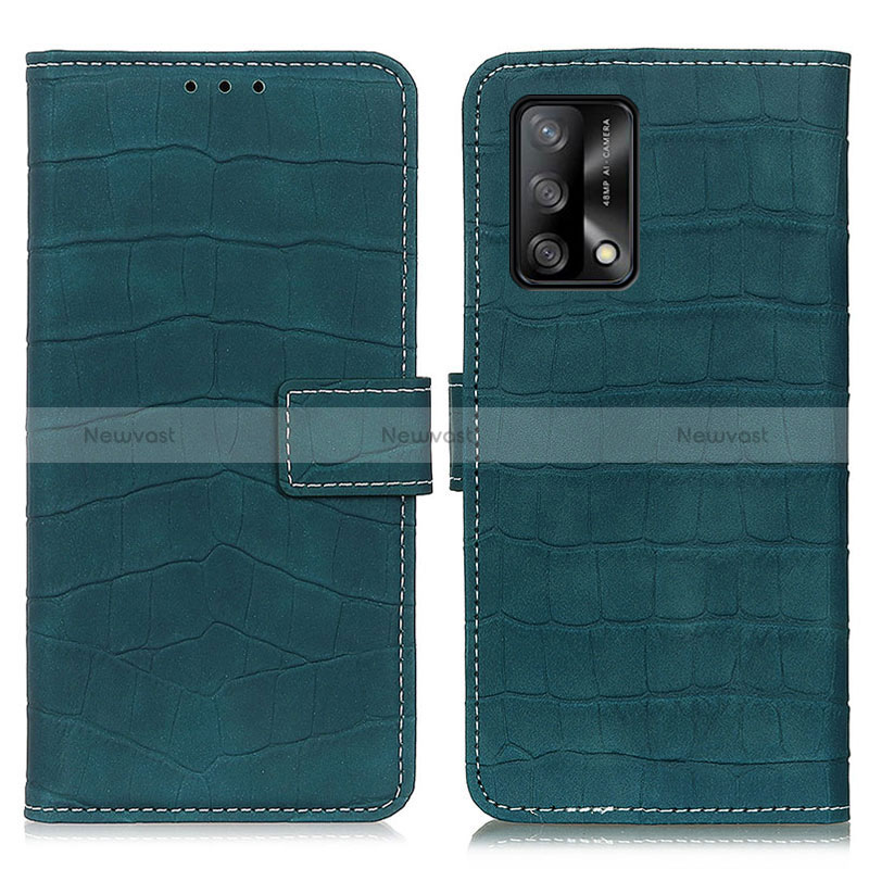 Leather Case Stands Flip Cover Holder K07Z for Oppo A95 4G Green