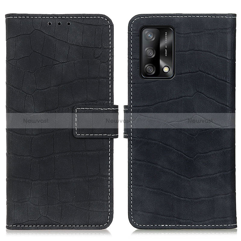 Leather Case Stands Flip Cover Holder K07Z for Oppo F19 Black