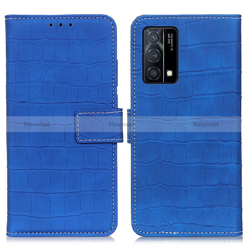 Leather Case Stands Flip Cover Holder K07Z for Oppo K9 5G Blue