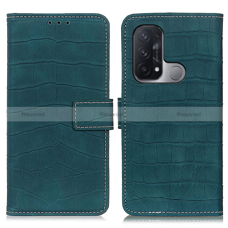 Leather Case Stands Flip Cover Holder K07Z for Oppo Reno5 A Green