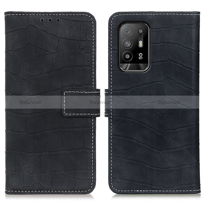 Leather Case Stands Flip Cover Holder K07Z for Oppo Reno5 Z 5G Black