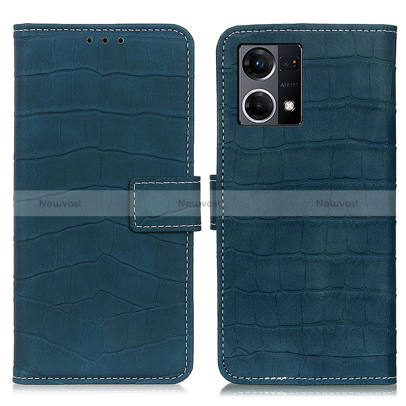 Leather Case Stands Flip Cover Holder K07Z for Oppo Reno7 4G Green