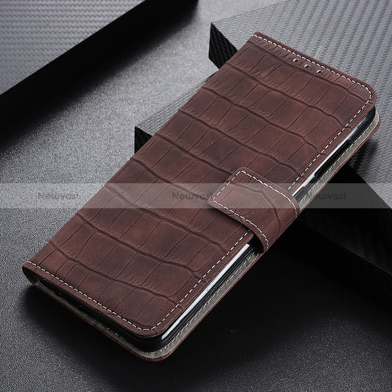 Leather Case Stands Flip Cover Holder K07Z for Samsung Galaxy M23 5G Brown