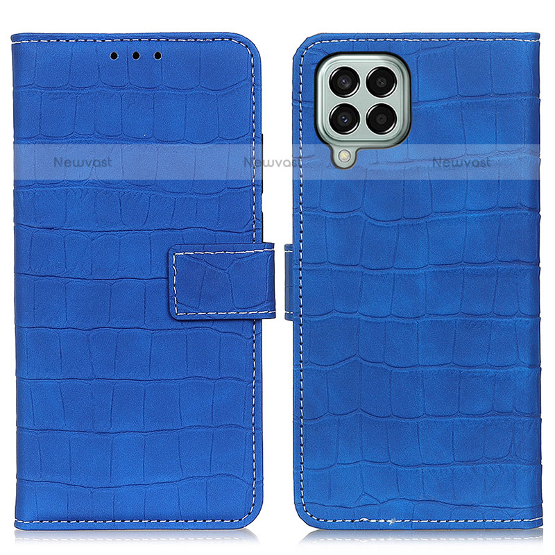 Leather Case Stands Flip Cover Holder K07Z for Samsung Galaxy M33 5G Blue