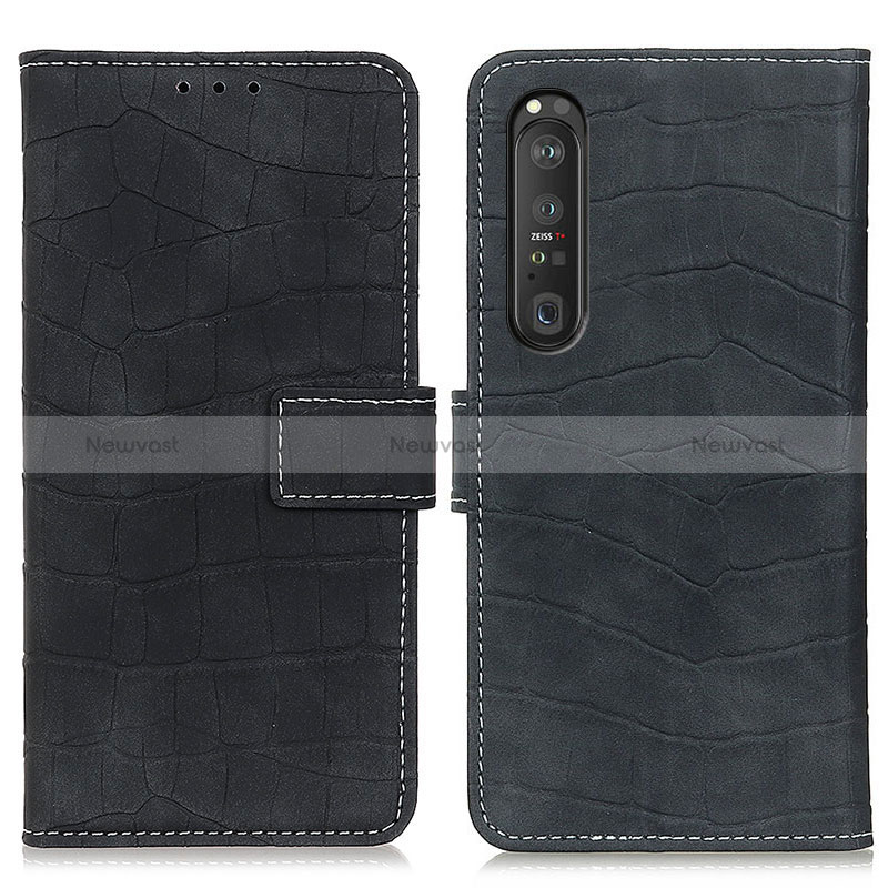 Leather Case Stands Flip Cover Holder K07Z for Sony Xperia 1 III Black