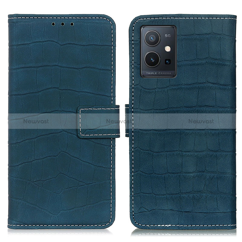 Leather Case Stands Flip Cover Holder K07Z for Vivo Y33e 5G Green