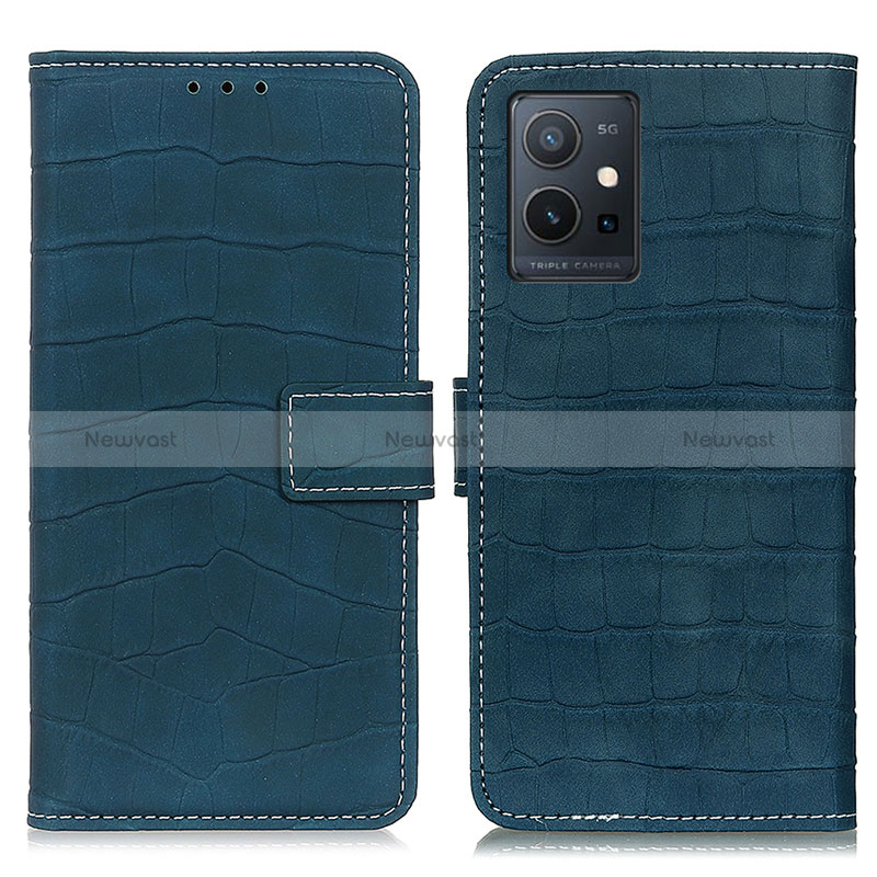 Leather Case Stands Flip Cover Holder K07Z for Vivo Y75 5G Green