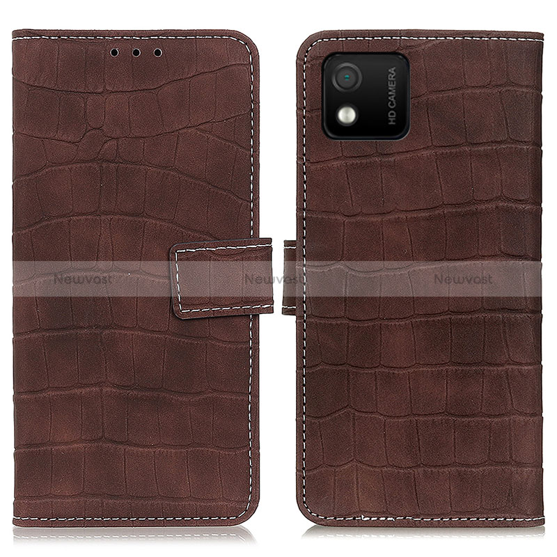 Leather Case Stands Flip Cover Holder K07Z for Wiko Y52 Brown