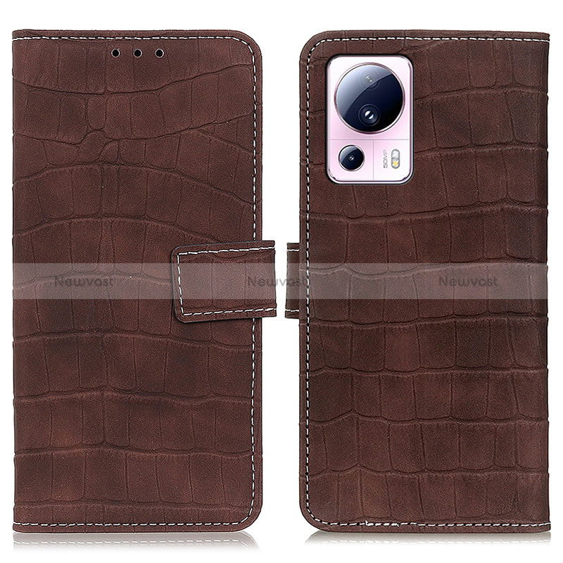 Leather Case Stands Flip Cover Holder K07Z for Xiaomi Mi 12 Lite NE 5G Brown