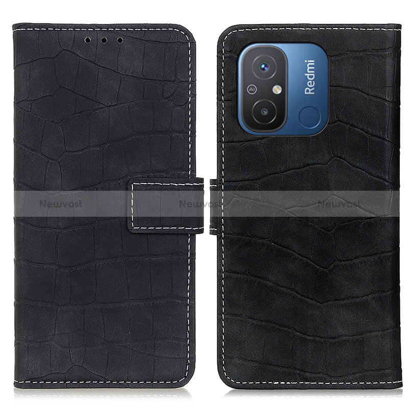 Leather Case Stands Flip Cover Holder K07Z for Xiaomi Poco C55 Black