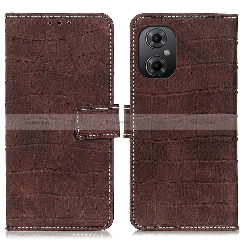 Leather Case Stands Flip Cover Holder K07Z for Xiaomi Poco M4 5G Brown