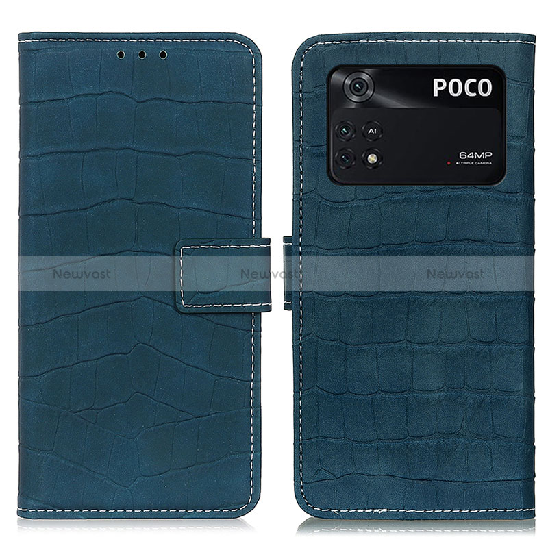 Leather Case Stands Flip Cover Holder K07Z for Xiaomi Poco M4 Pro 4G Green