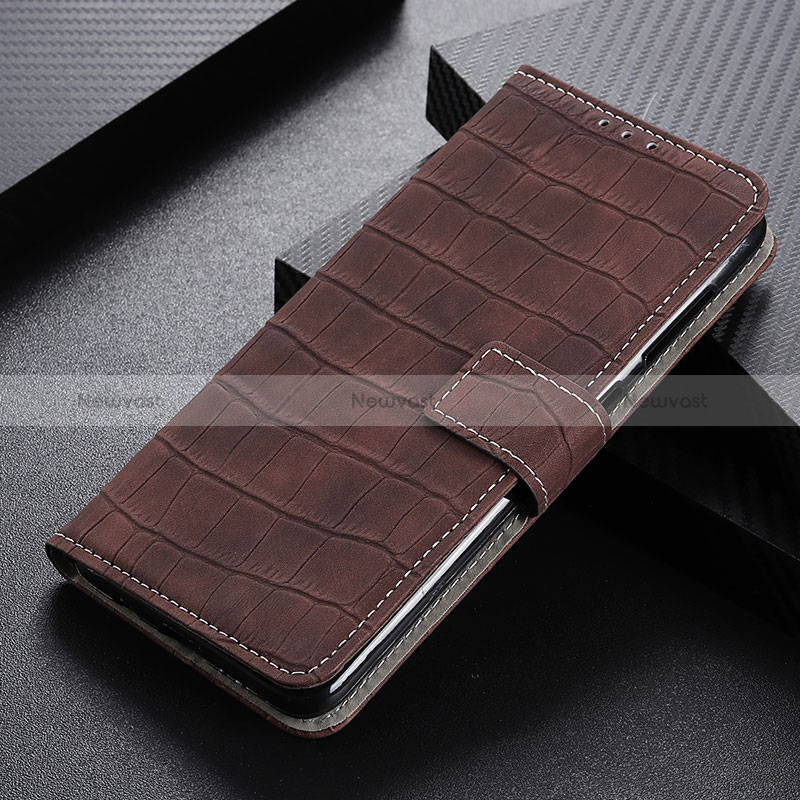 Leather Case Stands Flip Cover Holder K07Z for Xiaomi Poco M5S Brown