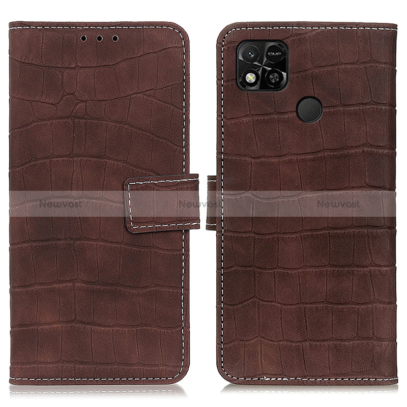 Leather Case Stands Flip Cover Holder K07Z for Xiaomi Redmi 9 Activ Brown