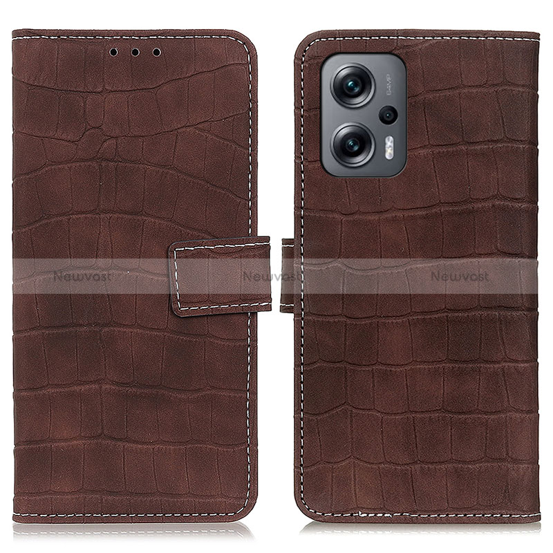 Leather Case Stands Flip Cover Holder K07Z for Xiaomi Redmi K50i 5G Brown