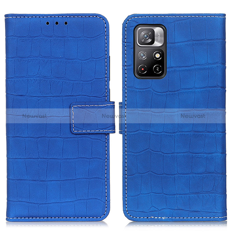 Leather Case Stands Flip Cover Holder K07Z for Xiaomi Redmi Note 11 5G Blue