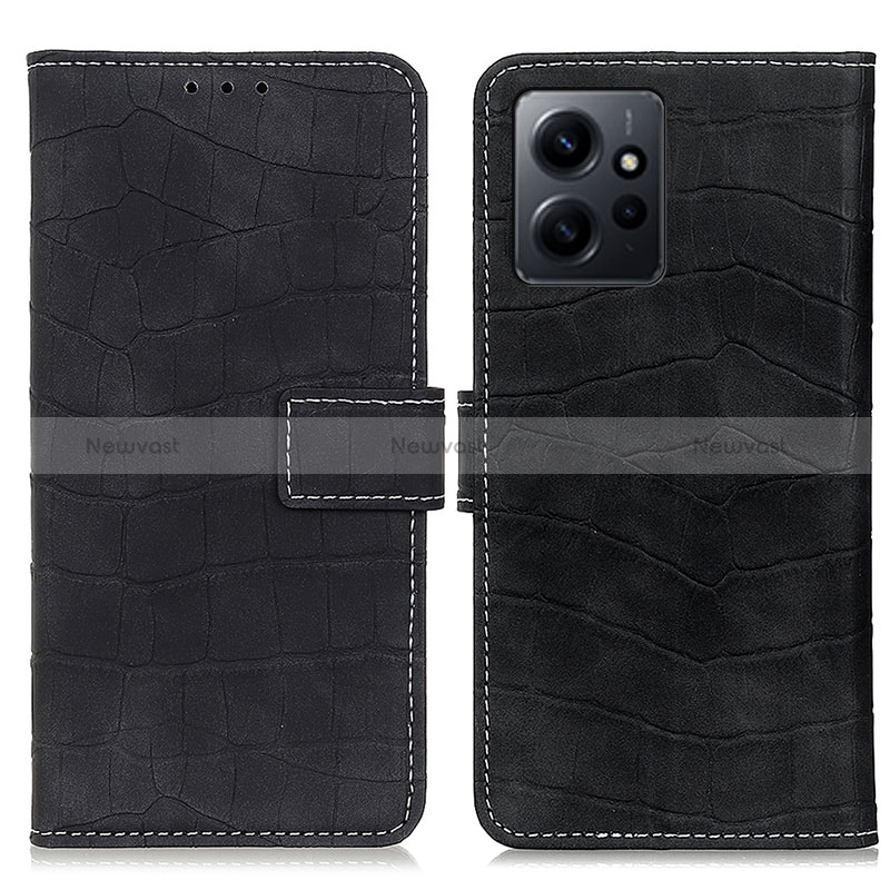 Leather Case Stands Flip Cover Holder K07Z for Xiaomi Redmi Note 12 4G Black