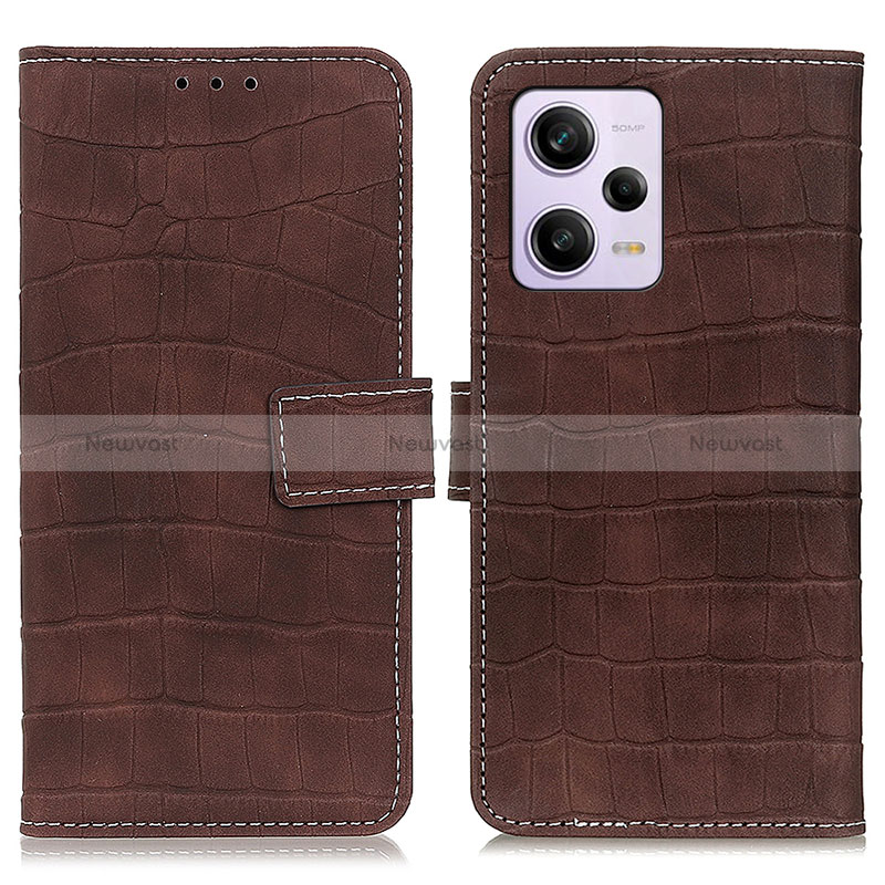 Leather Case Stands Flip Cover Holder K07Z for Xiaomi Redmi Note 12 Pro+ Plus 5G Brown