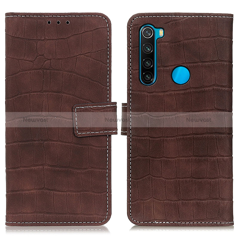 Leather Case Stands Flip Cover Holder K07Z for Xiaomi Redmi Note 8 (2021) Brown