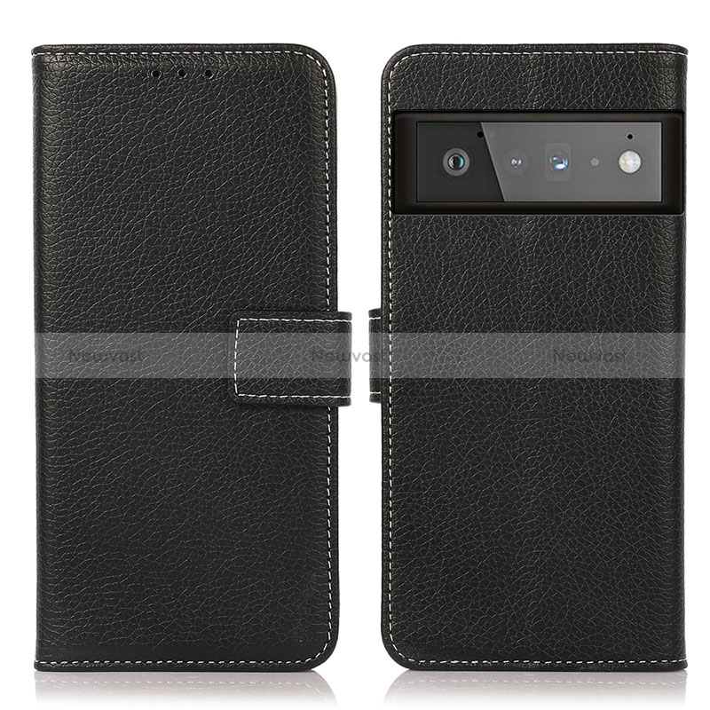 Leather Case Stands Flip Cover Holder K08Z for Google Pixel 6 Pro 5G Black