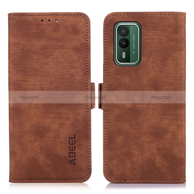 Leather Case Stands Flip Cover Holder K08Z for Nokia XR21 Brown