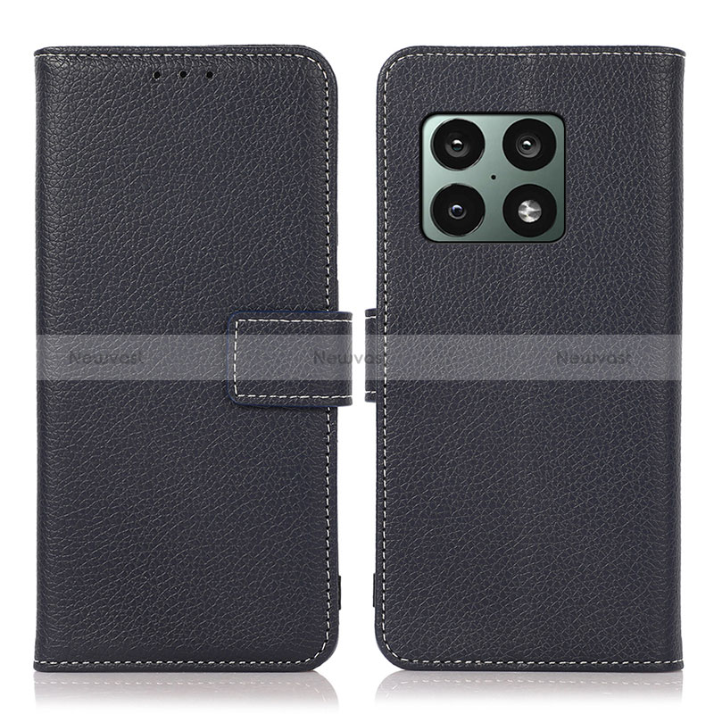 Leather Case Stands Flip Cover Holder K08Z for OnePlus 10 Pro 5G Navy Blue