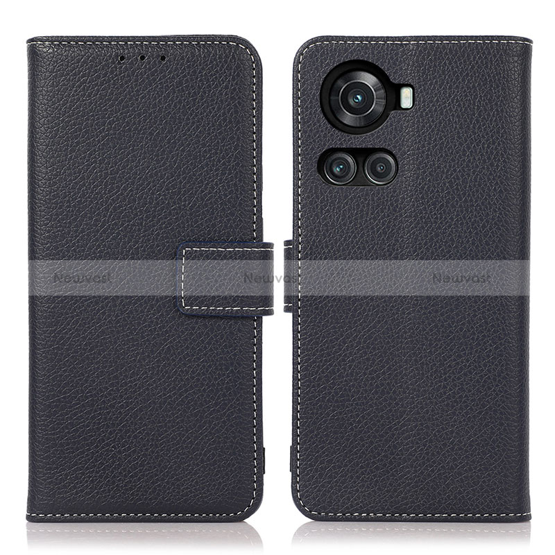 Leather Case Stands Flip Cover Holder K08Z for OnePlus Ace 5G Navy Blue